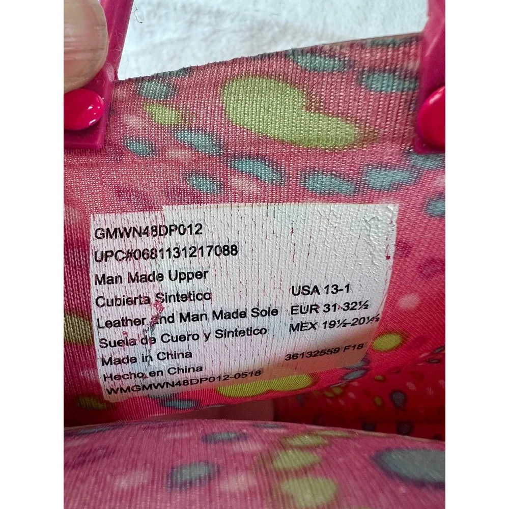 Pink Heart Print Rain Boots Kids Size 13-1 Waterproof Pull On Rubber GMWN48DP012